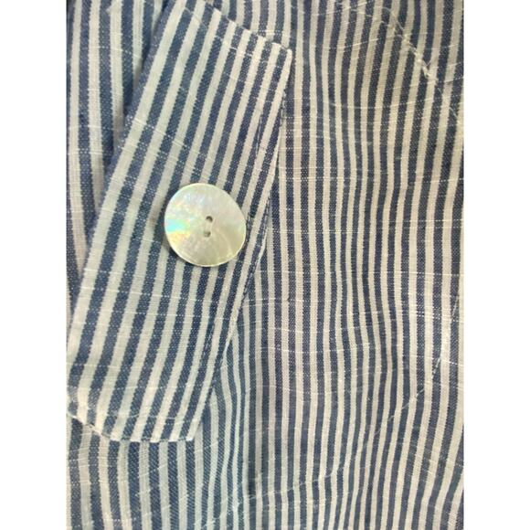 Jones New York Blue & White Striped Hooded Linen Blend Light Jacket Small - Picture 3 of 9